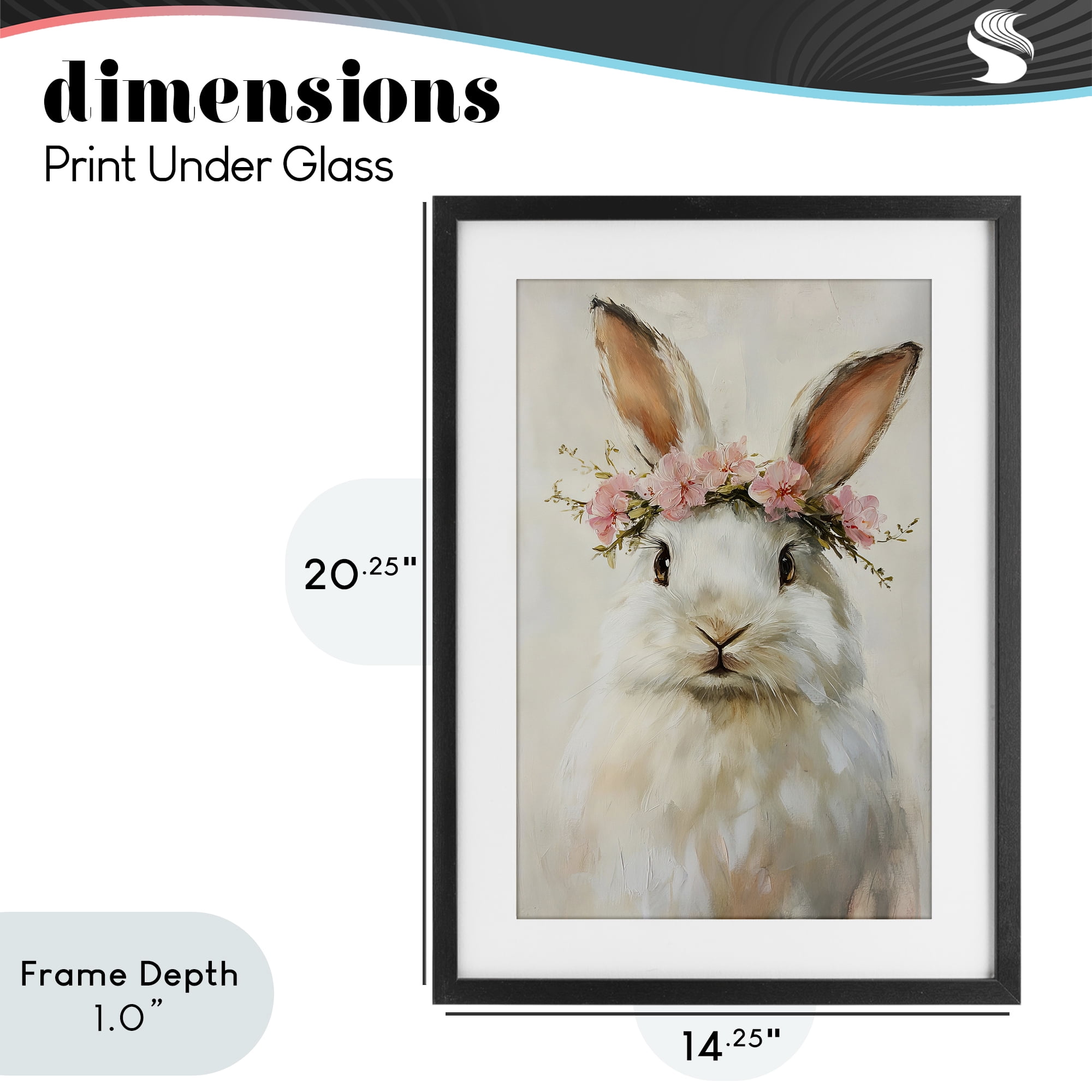 Stupell Industries Bunnykins with Pink Crown Black Framed Print Under Glass, design by Tina LeCour