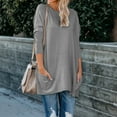 thumbnail image 2 of Up to 60% off Fall 3/4 Sleeve Shirts for Women Women's sexy fashion pullover round neck long sleeve pocket T-Shirt, Gray M, 2 of 4