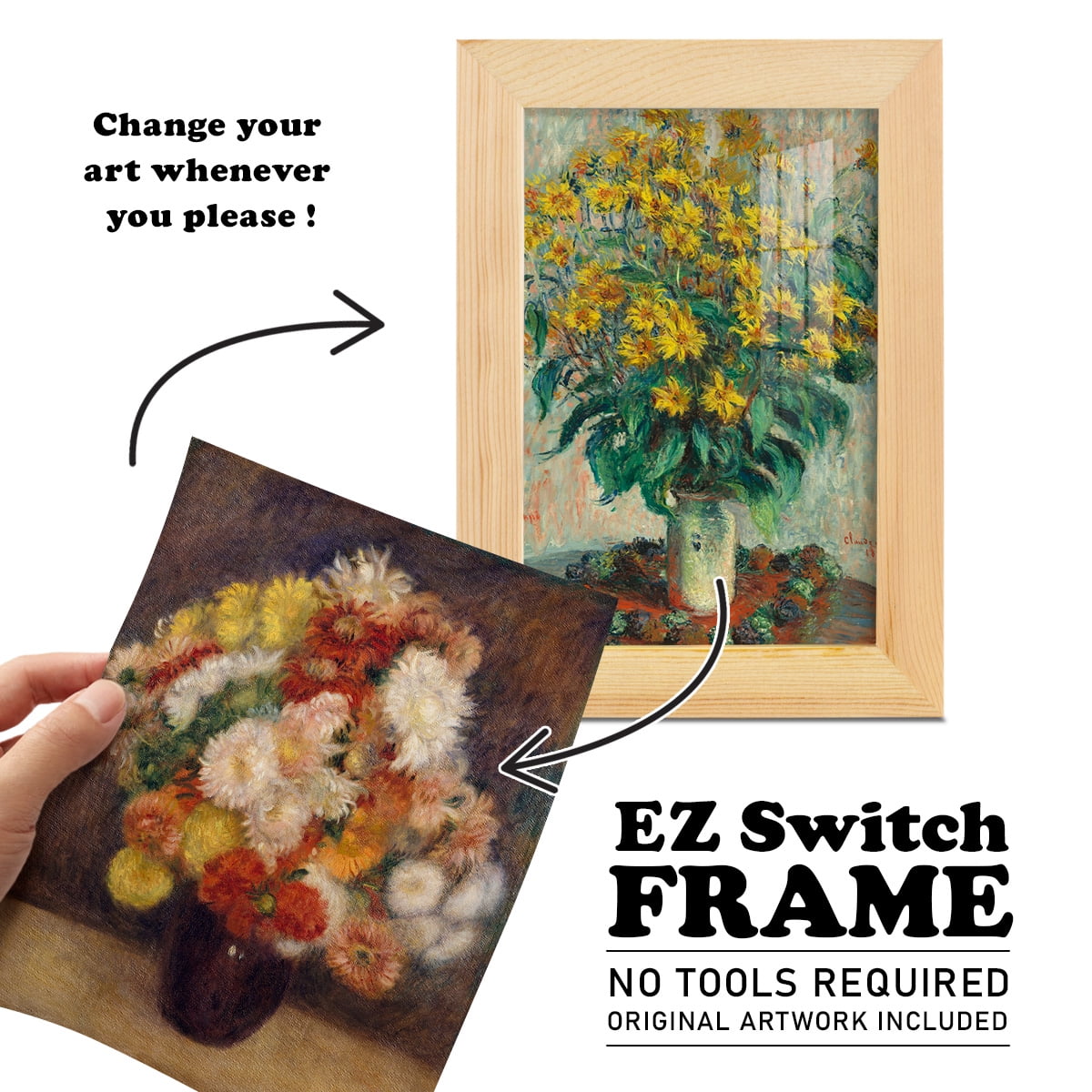 Bouquet of Chrysanthemums -Framed Print w/glass-Natural Wood