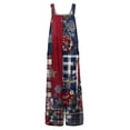 thumbnail image 5 of Iaqnaocc 4th Of July Jumpsuits for Women Plus Size American Flag Floral Print Sleeveless Wide Leg Summer One Piece Adjustable Strap Independence Day Flag Jumpsuits Rompers Wine 2XL, 5 of 6