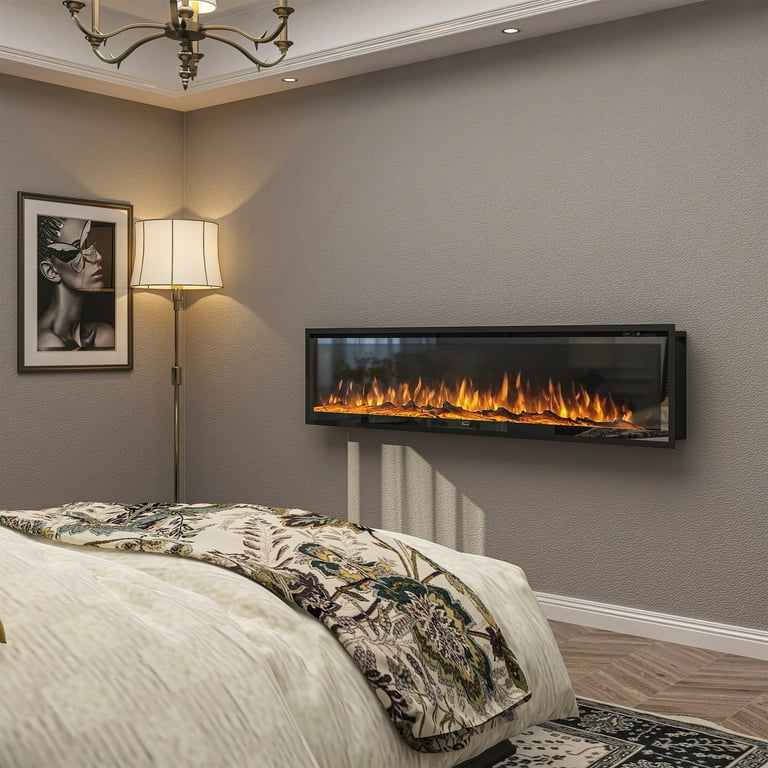 Clihome 50-72 Recessed Wall-mounted Freestanding Electric Fireplace 60  in. - Walmart.com