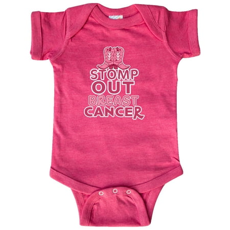 

Inktastic Stomp Out Breast Cancer with Pink Cowgirl Boots Gift Baby Boy or Baby Girl Bodysuit
