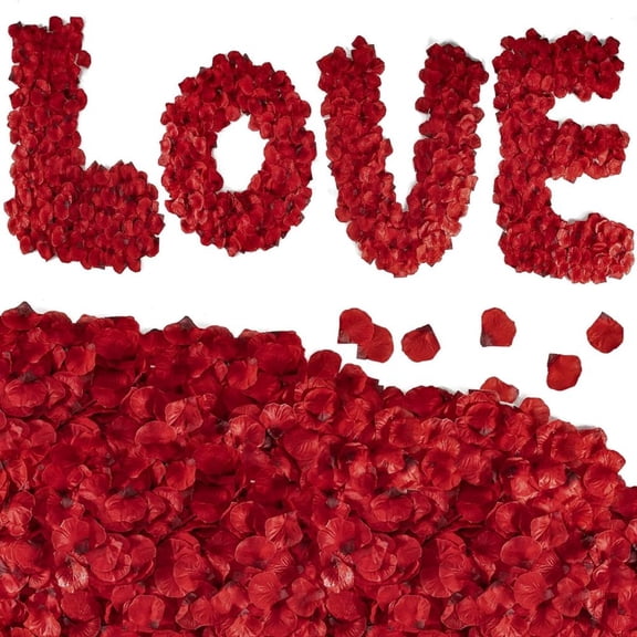 1000 PCS Valentine's Day Decor Artificial Red Rose Petals for Romantic Night for Her Set Happy Anniversary as Artificial Flowers Romantic Roses Wedding Anniversary Decorations Date Night Ideas