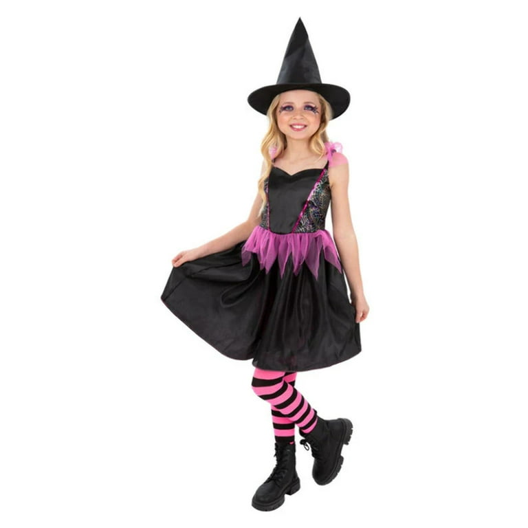 Rainbow Web Witch Costume Pink Black Dress Rainbow Web Witch Costume Pink Black Dress