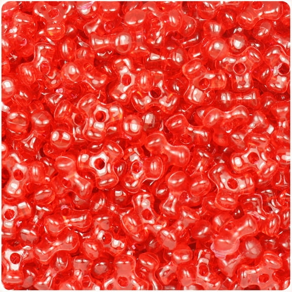 BeadTin Ruby Transparent 11mm TriBead Craft Beads (500pcs)