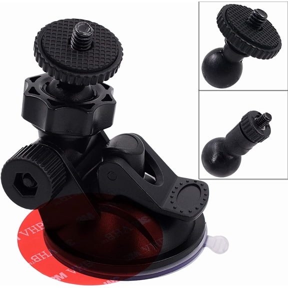 iSaddle CH01A 1/4" 1/8" Thread Camera Suction Mount Tripod Holder in Dash Cam Mount Holder - Screw Tripod Windshield Holder(M4 M6 Screw Join Ball Included)