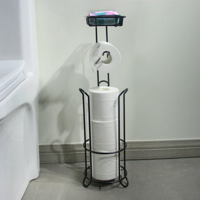 Cqxid Support à Papier Hygiénique Style Moderne à Moins de 30 $ avec Distributeur, Accessoire de Rangement de Salle de Bain sur Pied