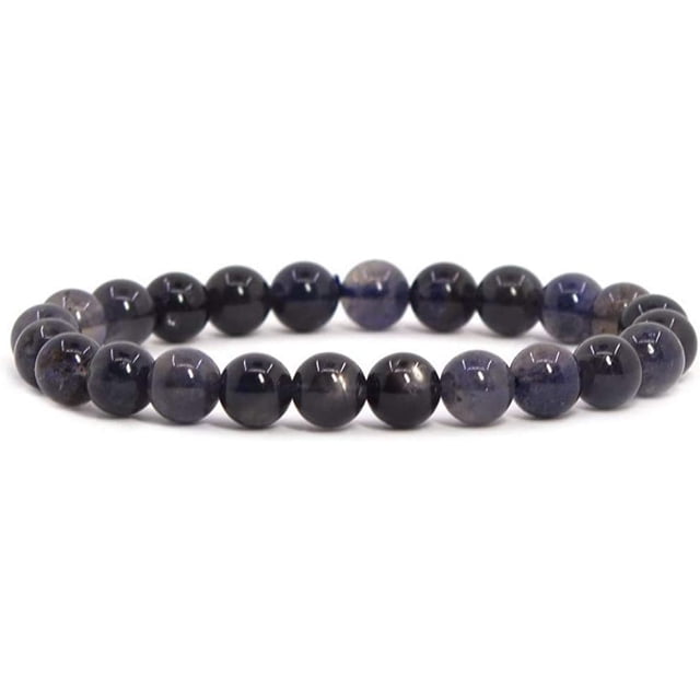 Bracelet Extensible en Perles Rondes de 8 mm en Iolite Naturelle, 7 Pouces, Unisexe