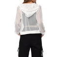 thumbnail image 3 of INSPIRE CHIC Ribbed Cuffs Jacket for Women Hoodie Mesh Bomber Jacket S White, 3 of 6