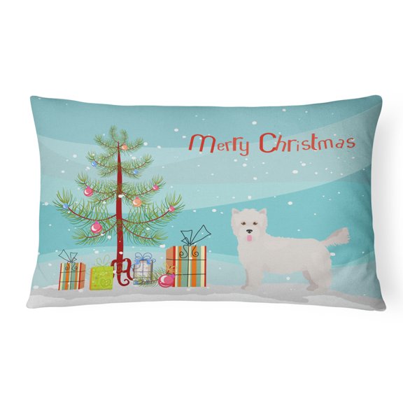 Carolines Treasures CK3879PW1216 Westiepoo 2 Christmas Tree Canvas Fabric Decorative Pillow, 12H x16W, multicolor