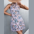 thumbnail image 1 of Vestido Corto Con Cuello Halter, Estampado Floral, Cómodo, Ajustado, Sin Mangas, Vestido Corto Para Playas Para Mujeres, 1 of 6