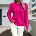 thumbnail image 2 of Holzkary Womens Lightweight Cable Knit Trendy Classic Pullover Sweaters Fall Outfits 2025 Fall Solid Round Neck Knit Long Sleeve Sweater Soft Business Casual Knit Jumper Top Pink Xl, 2 of 6