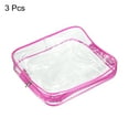 thumbnail image 3 of Uxcell M Size Clear Toiletry Bag Makeup Cosmetic Pouch with Zipper, Rose Red 3 Pack, 3 of 6