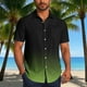 thumbnail image 1 of Blusa y camisa de manga corta con cuello vuelto para hombre, blusa informal de moda con cuello vuelto, estampado degradado, camisa de manga corta con botones, blusa de poliéster para hombre, 1 of 6