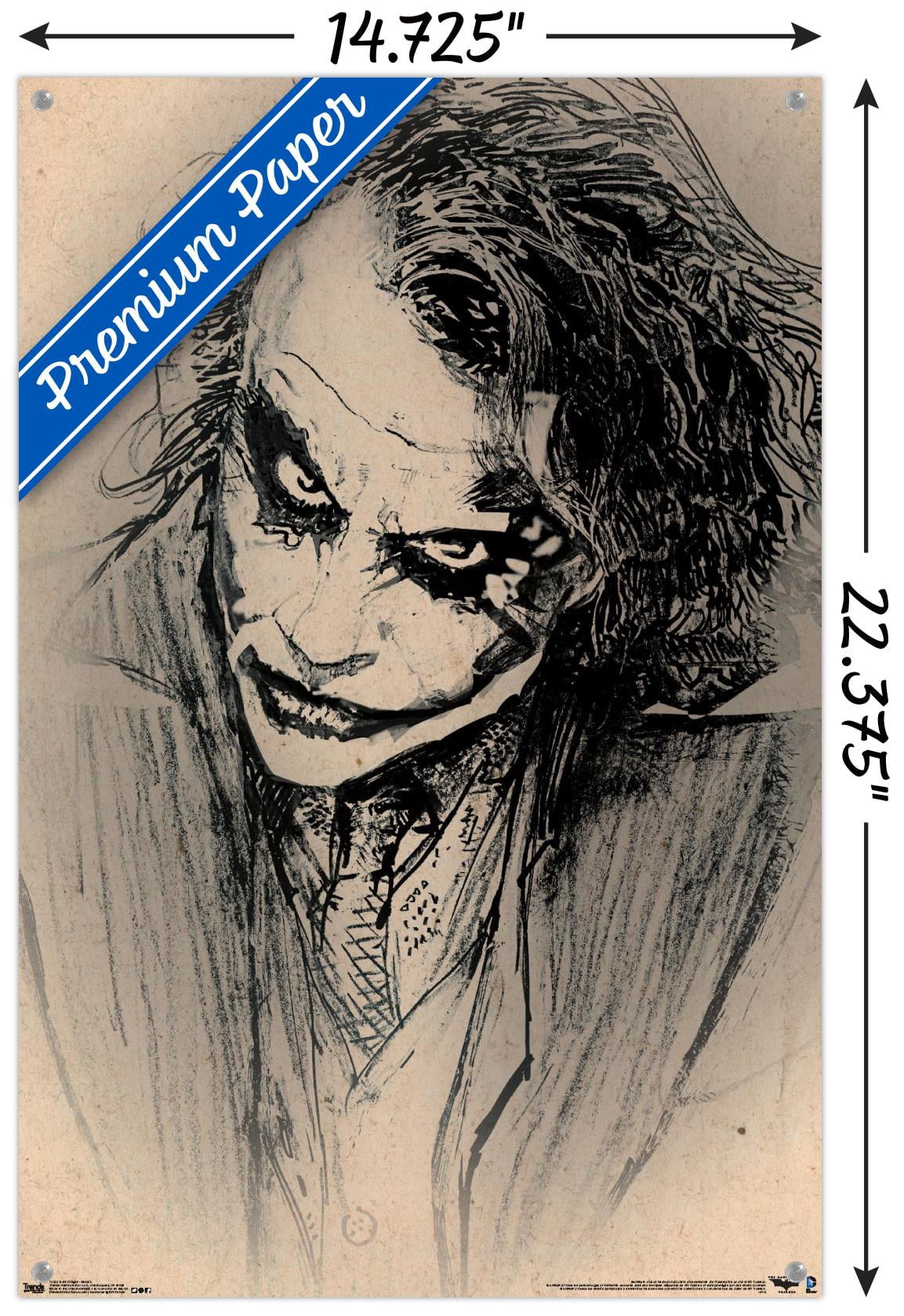 DC Comics Movie - The Dark Knight - The Joker - Sketch Wall Poster with Push Pins, 14.725" x 22.375"