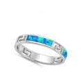 thumbnail image 4 of CHOOSE YOUR COLOR Blue Simulated Opal Greek Key Filigree Ring .925 Sterling Silver Band CZ Female Size 10, 4 of 4