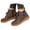 Coffee, variant on Ankle Boots for Women Casual Round Toe Lace up Booties Anti-Slip Flats Shoes with Zipper