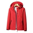 thumbnail image 4 of Oksale Plus Size Rain Jackets for Women Casual Zip Up Raincoats with Pockets Loose Long Sleeve Jackets Solid Color Windbreaker Outdoor Layer Rain Coats 2025 Tops Red XXL, 4 of 5