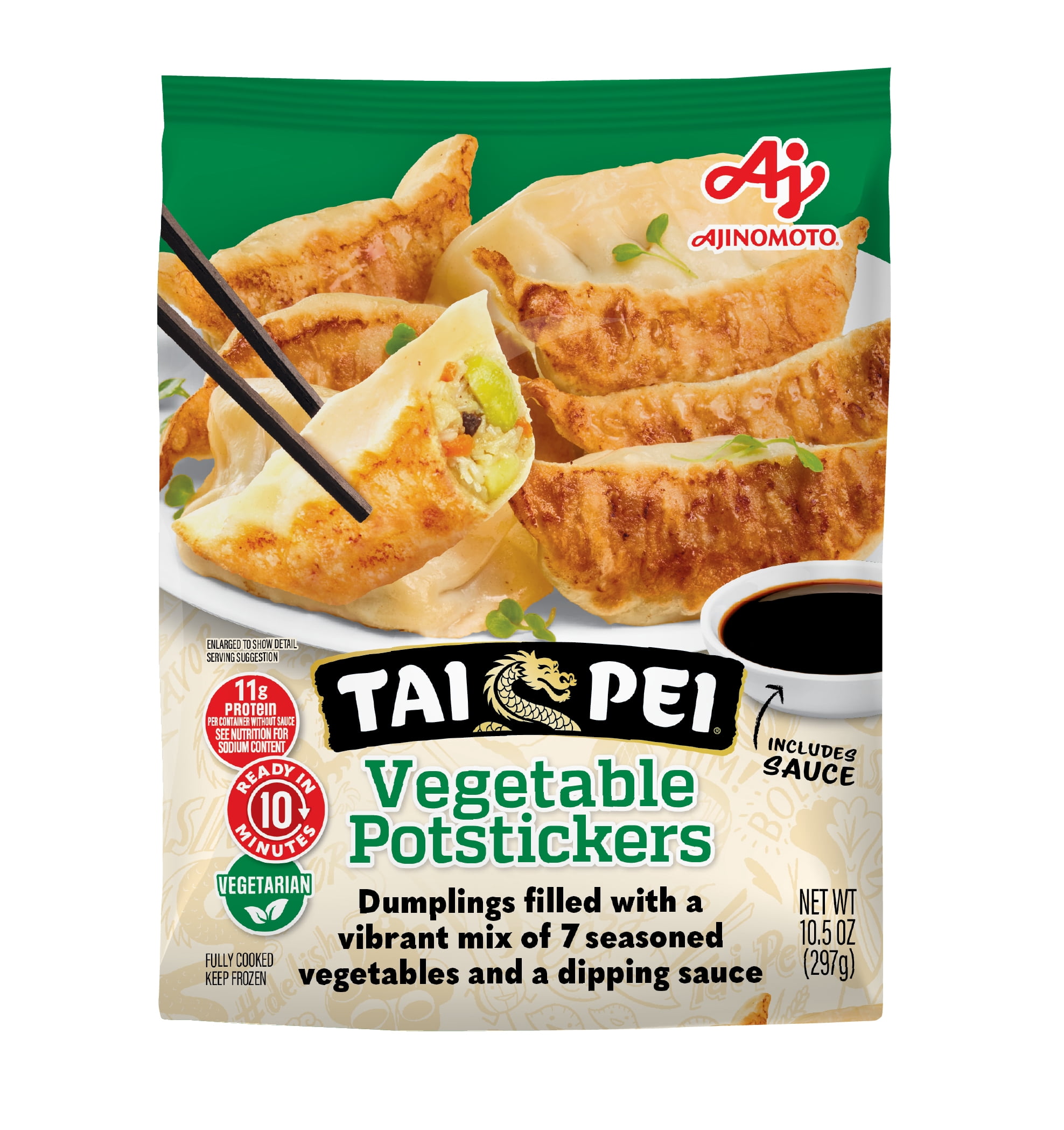 Tai Pei Vegetable Potstickers, Frozen Asian Appetizers, 10.5 oz