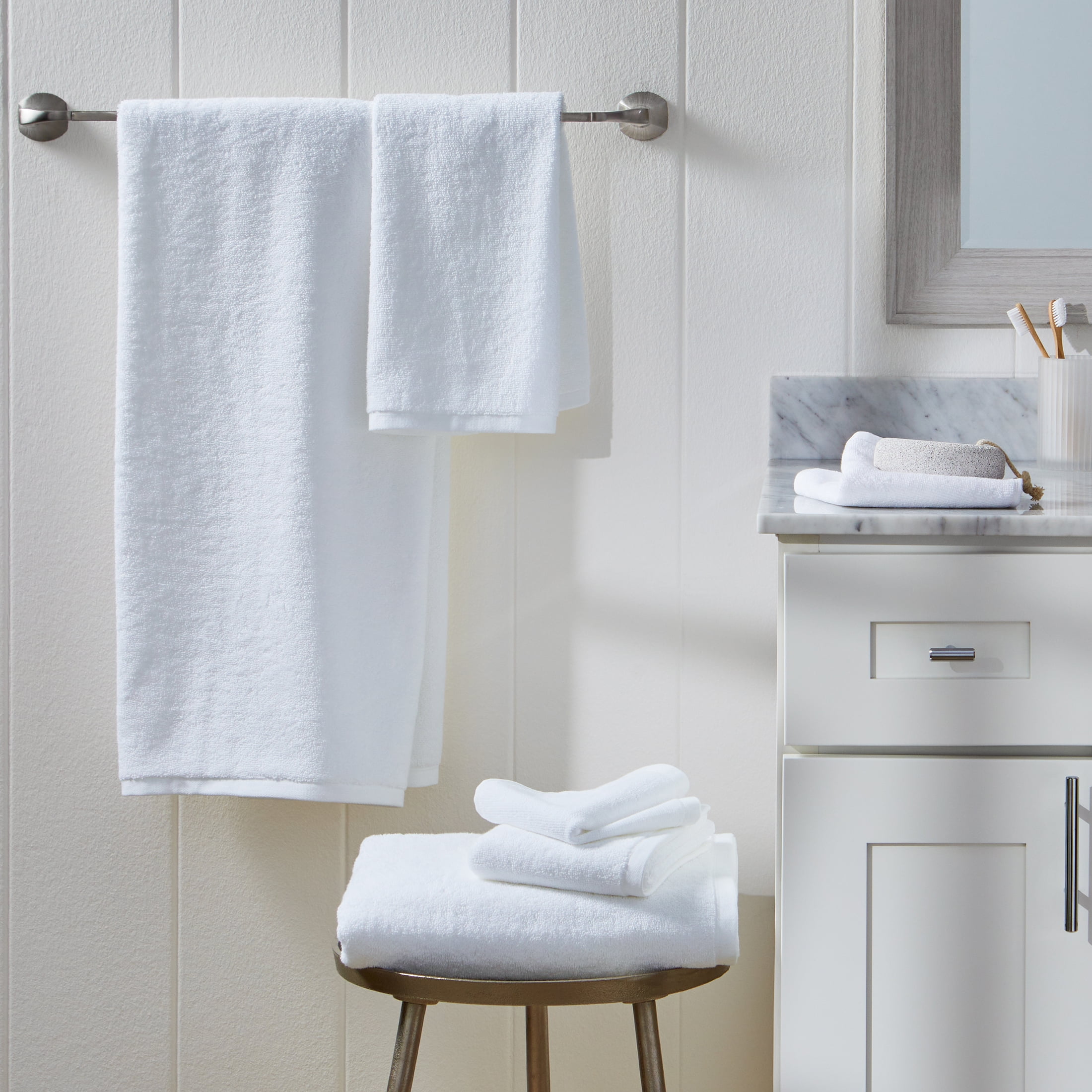 Better Homes & Gardens PowerLoft 6 Piece Bath Towel Set, Arctic White