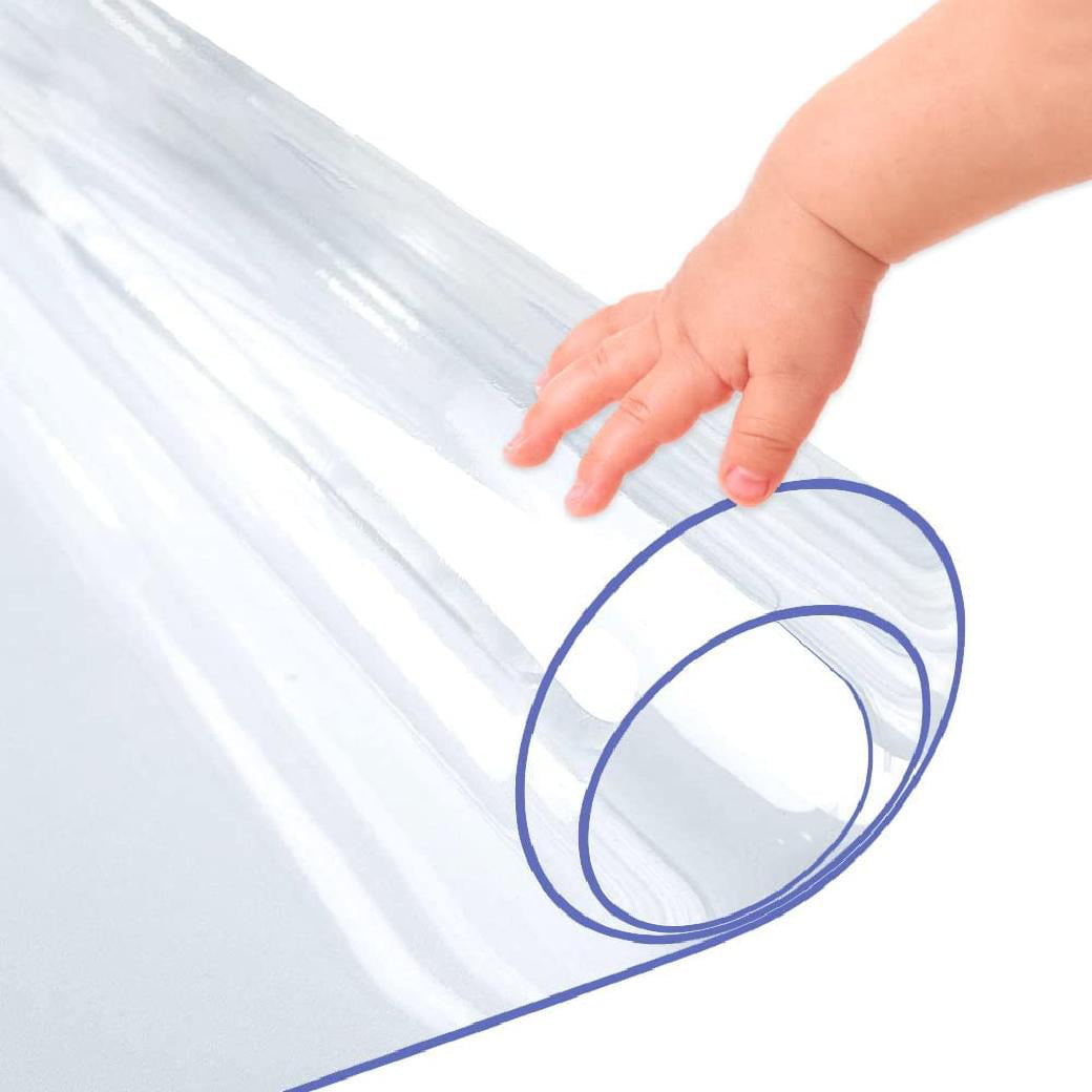 VEVORbrand 96 x 46 Clear Table Cover Protector, 2mm Thick Clear Desk  Protector Table Pads, Plastic Tablecloth for Dining Room Table 