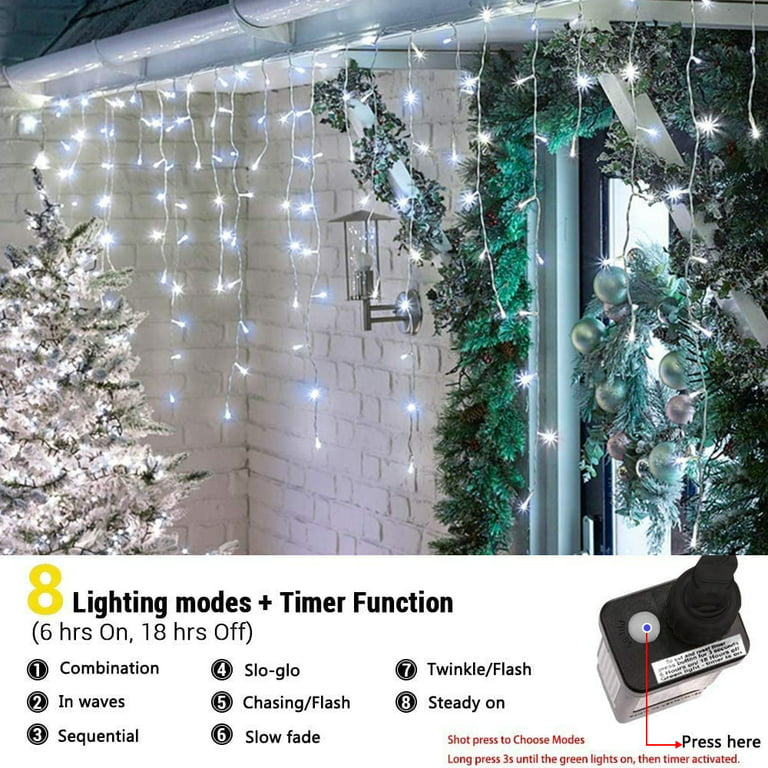 Christmas Icicle Lights Outdoor, 1008 LED 98.4 FT 8 Modes with Remote  Control, Curtain Fairy String …See more Christmas Icicle Lights Outdoor,  1008