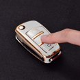 thumbnail image 2 of For Audi A1 A3 A4 A6 Q3 Q5 Q7 S3 R8 TT Car Key Cover Case Silicone TPU Protective Cover Shell Gold Edge White, 2 of 6