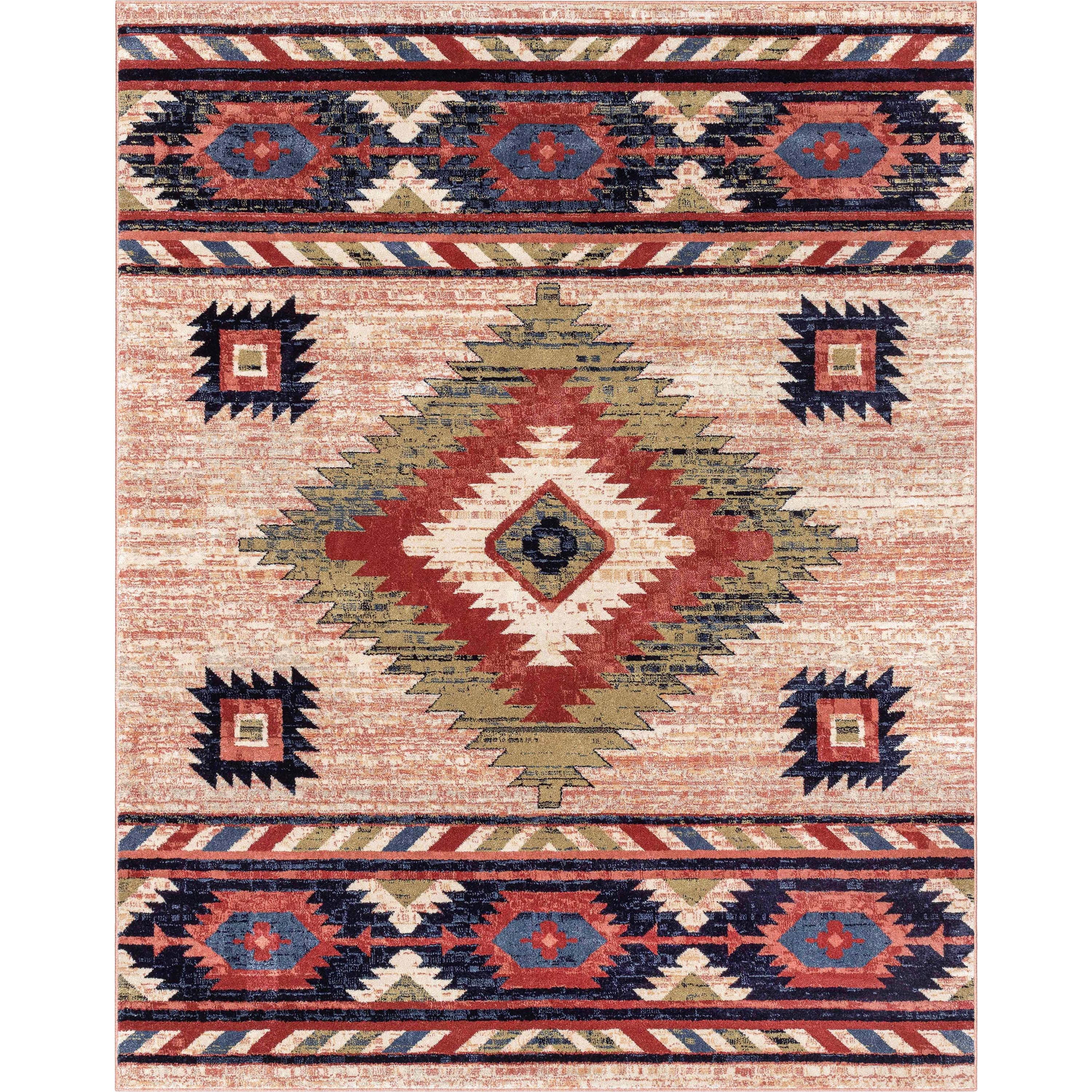Well Woven Tulsa Southwestern Area Rug, 6.58' x 9.25', Shed Free Yarn, Durable, Machine Made