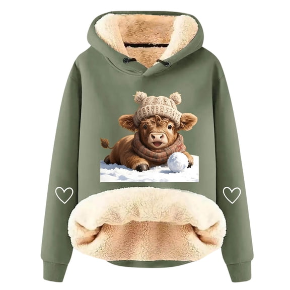 Hoodies for Women Long Sleeve Highland Cattle Print Hooded Sweatshirts 2025 Casual Fall Fashion Pullover Sweaters Winter Clothes