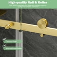 thumbnail image 6 of KPUY 49" - 54" x 76" Frameless Sliding Shower Door with 1/4" SGCC Tempered Clear Glass, Explosion-Proof Film Nano Coating, Brushed Gold, 6 of 10