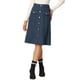thumbnail image 1 of Falda de ante para mujer INSPIRE CHIC, hasta la rodilla, con botones, bolsillos decorativos, falda en A, M azul oscuro, 1 of 6