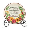 Collections Etc Blessings with Sentiment Fall Decorative Plate with Beautiful 3-Dimentional Colorful Fall Flowers and Includes Display Stand