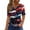 A027_Red, variant on Summer Tops for Women American Flag Patriotic Button Shirts 4th Of July Shirts Short Sleeve Stars Stripe V Neck Red and Blue Top
