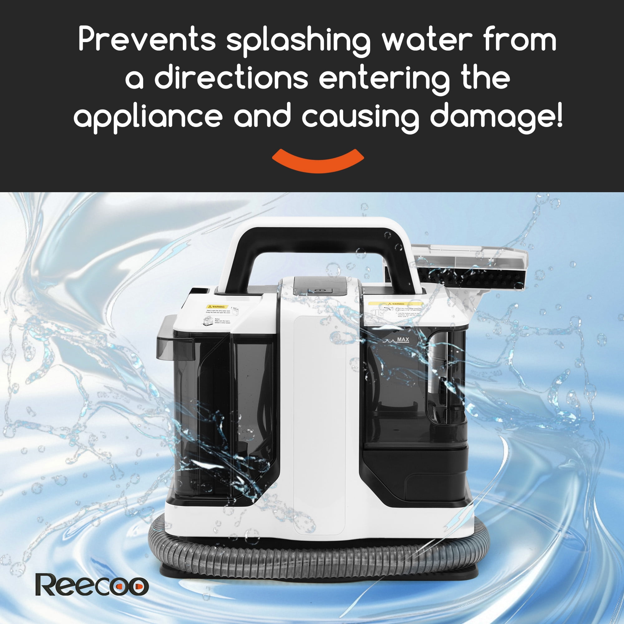Reecoo Spray Machine, Portable Deep Vacuum Cleaner for Remove Carpet, Sofa and Curtains Pet Spot, W1, Black