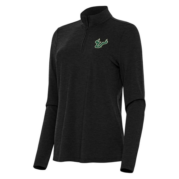 Women's Antigua Heather Black South Florida Bulls Bright Quarter-Zip Top