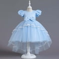 thumbnail image 2 of USNSM Children Solid Fashion Dress Girls Sleeveless Princess Dress Bow Tie Lace Flowers Mesh Dress Tufted Dress Sky Blue 7-8 Years, 2 of 9