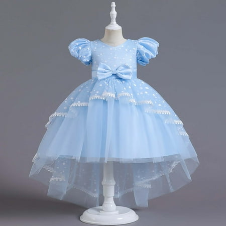 

XMMSWDLA Toddler Girl Clothes Children Dress Girls Sleeveless Princess Dress Bow Tie Lace Flowers Mesh Dress Tufted Dress Sales Clearance