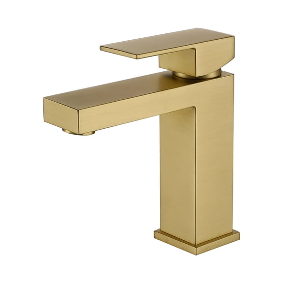 JERFIT Modern Single Handle Bathroom Faucet in Brushed Gold, Waterfall Spout Single Hole Vessel Sink Faucet, Brass Construction for Bathroom Vanity