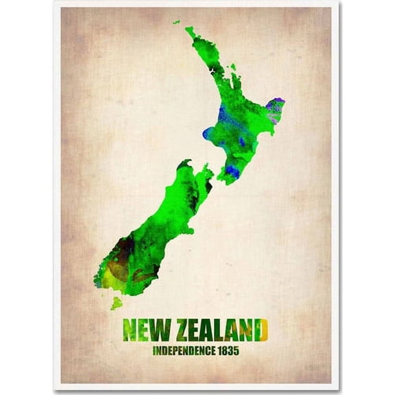 Trademark Fine Art "New Zealand Watercolor Map" Canvas Art by Naxart