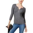 thumbnail image 1 of I.N.C Womens Zip Front Knit Sweater, Grey, Large, 1 of 1