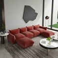 thumbnail image 1 of The Magic Home Sectional Sofa Sofas Modulaires Convertibles en Chenille en Forme de L, Orange, 1 of 11