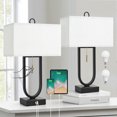 thumbnail image 2 of NATYSWAN  24'' Table Lamps Set of 2 with USB C+A Ports, 3-Way Dimmable Tall Modern Lamps for Night Stands, Contemporary Lamp for Living Room Home Office, Pull Chain Switch&2 LED Bulbs Included, 2 of 10