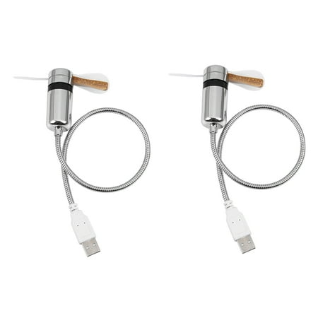 

2X USB Fans Mini Time and Temperature Display Gift with LED Light Cool Gadget for Laptop PC Computer