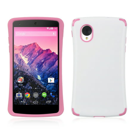 Insten TPU Rubber Candy Skin Case Cover For LG Google Nexus 5 D820 - White/Hot