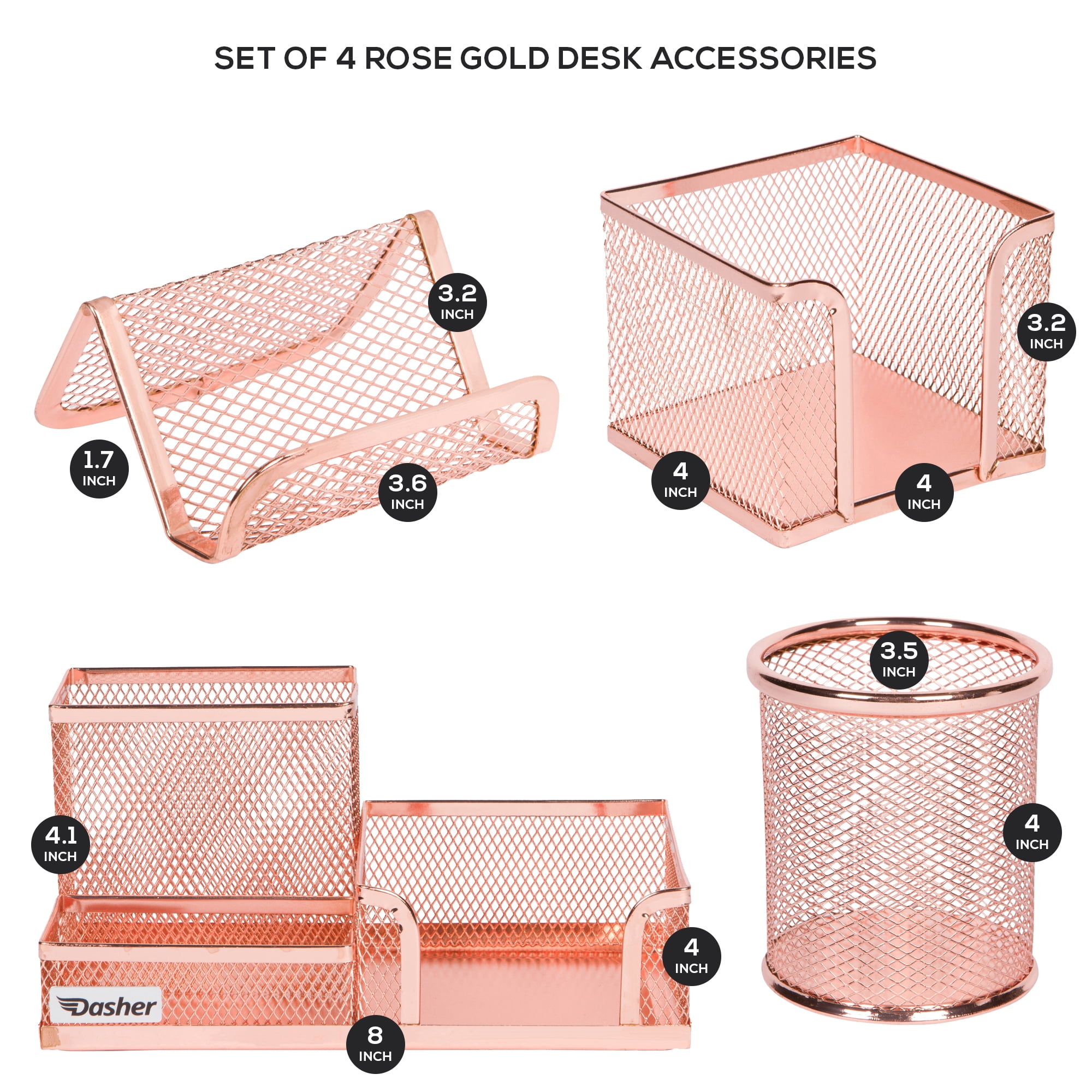 Desk Organizer Office Accessories Set Set Of 4 Rose Gold Desk