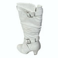 thumbnail image 3 of Top Moda Auto-2 Women's Mid Calf Buckle Strap PU Leather Kitten Heel Boots WHITE 6.5, 3 of 5