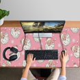 thumbnail image 4 of Long Mouse Pads for Desk,Pink Christmas Santa Pattern Desk Mats on Top Of Desks, Desk Mouse Pad Extra Large with 3mm Non-Slip Base and Stitched Edge for Gaming,Office,Work,Home 47.3x23.6in, 4 of 5
