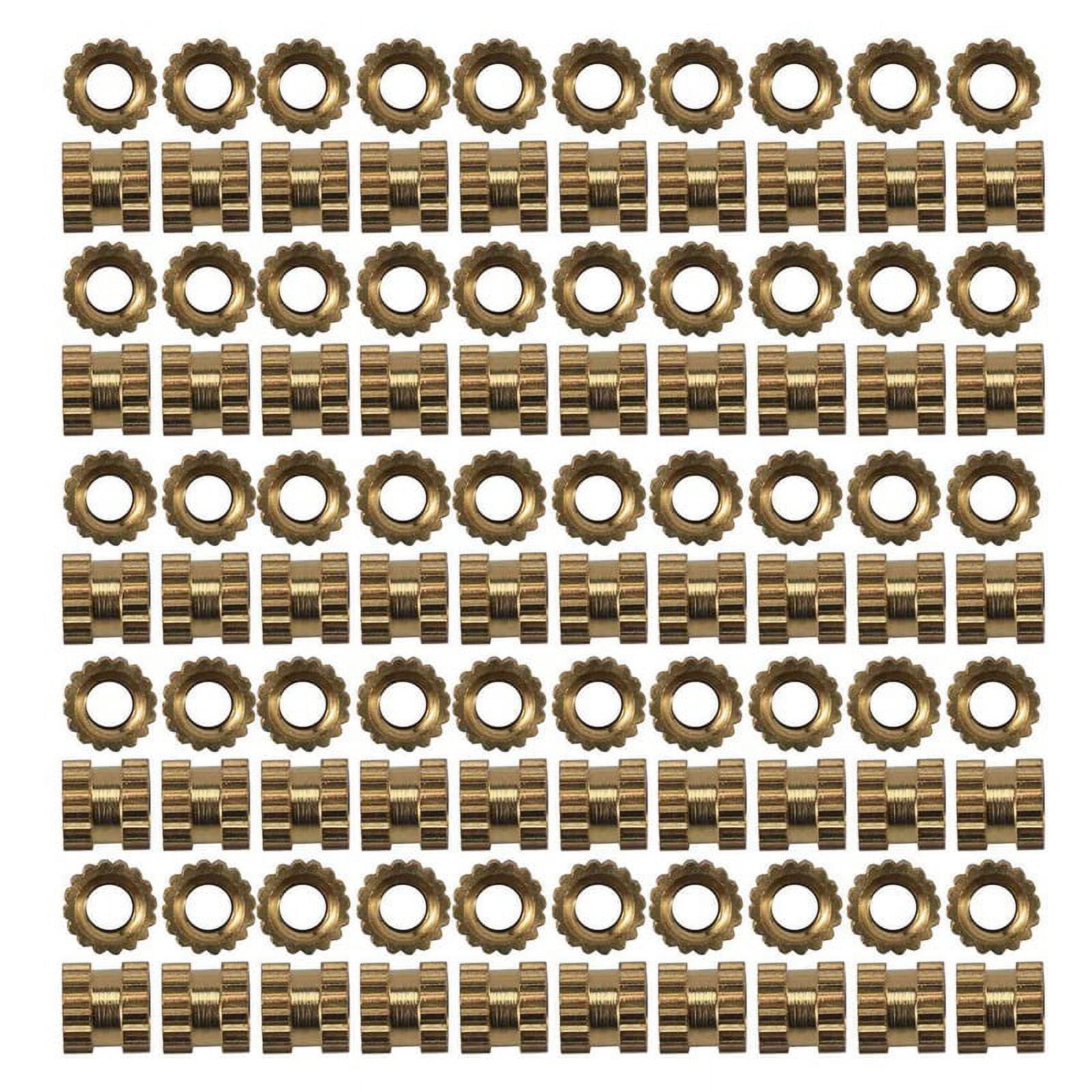 M2 x 3mm Brass Cylinder Knurled Threaded Round Insert Embedded Nuts 500Pcs