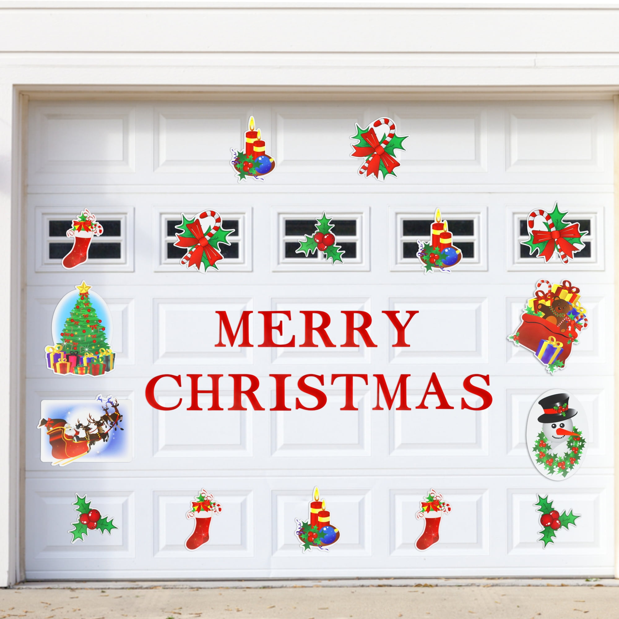 30Pcs All in One Christmas Garage Door Decorations Set Holiday and Christmas Home Decor Garage Christmas Decorations for Santa Decor Merry Christmas Garage Door Magnets Weather Resistant 