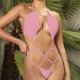 thumbnail image 3 of Gibobby Traje de baño completo mujer Traje de baño de una pieza de ropa interior sexy para mujer Bikini de correa delgada Traje de baño de color sólido C(RD2,M), 3 of 5